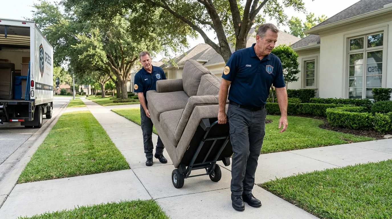 Local residential moving crew loading furniture in Cutchogue, NY